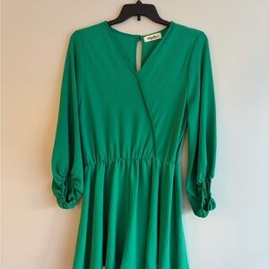 Allegra K Women's Elegant Long Sleeve Green Dress